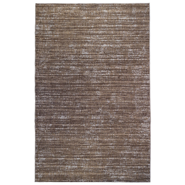 8' X 10' Brown and Ivory Striped Stain Resistant Indoor Outdoor Area Rug N270-531655