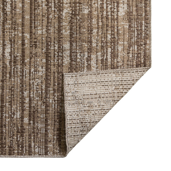 8' X 10' Brown and Ivory Striped Stain Resistant Indoor Outdoor Area Rug N270-531655