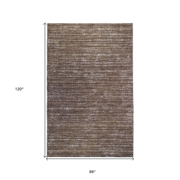 8' X 10' Brown and Ivory Striped Stain Resistant Indoor Outdoor Area Rug N270-531655