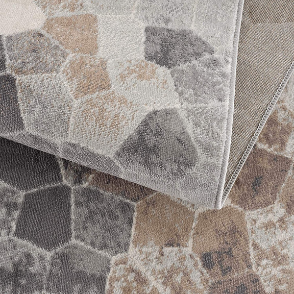 5' X 8' Beige Cobblestone Pattern Area Rug N270-395850