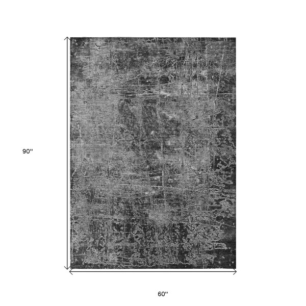 5' X 8' Gray Abstract Washable Non Skid Indoor Outdoor Area Rug N270-563110