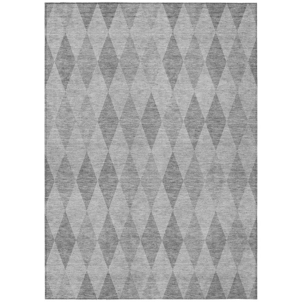 9' X 12' Gray Geometric Washable Non Skid Indoor Outdoor Area Rug N270-563248