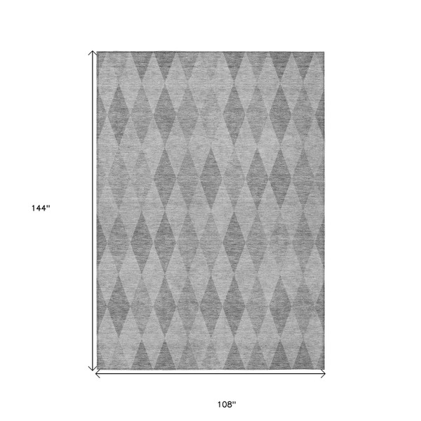 9' X 12' Gray Geometric Washable Non Skid Indoor Outdoor Area Rug N270-563248