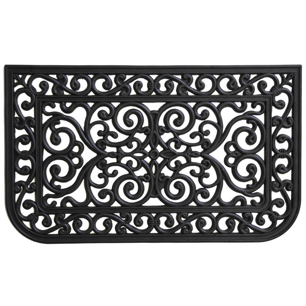 18" X 30" Black Rubber Scrollwork Outdoor Door Mat N270-555236