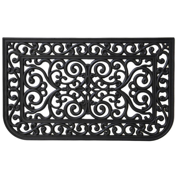 18" X 30" Black Rubber Scrollwork Outdoor Door Mat N270-555236