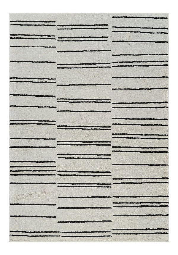 8' X 11' Cream and Black Abstract Distressed Area Rug N270-559031