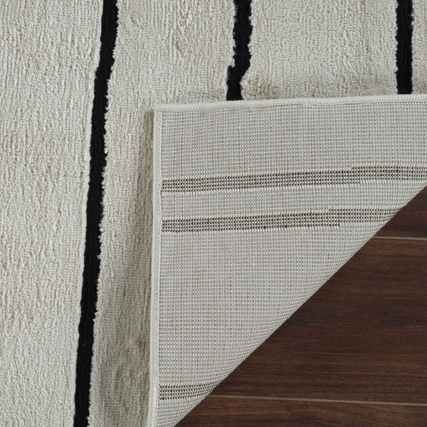 8' X 11' Cream and Black Abstract Distressed Area Rug N270-559031