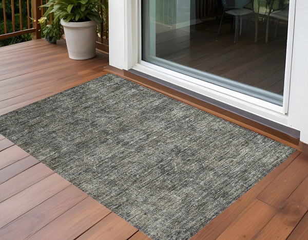 2' X 3' Brown and Black Oriental Washable Non Skid Indoor Outdoor Area Rug N270-563817