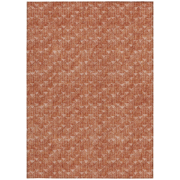 8' X 10' Terra Cotta Geometric Washable Non Skid Indoor Outdoor Area Rug N270-560145