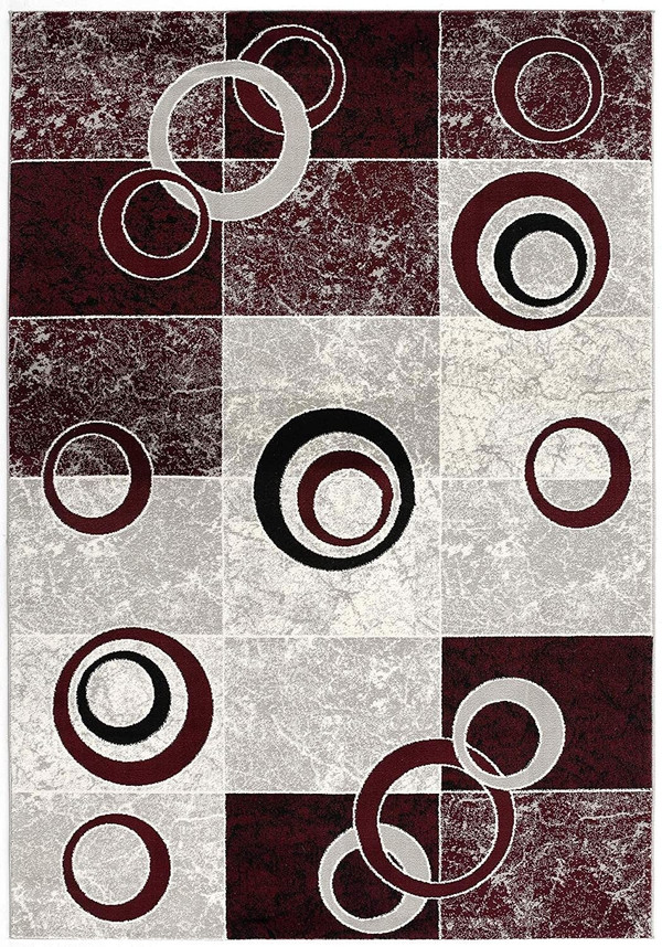 5' X 7' Red Abstract Dhurrie Area Rug N270-393886