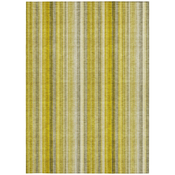 8' X 10' Gold Striped Washable Non Skid Indoor Outdoor Area Rug N270-562035