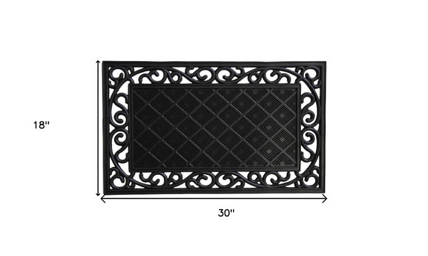 18" X 30" Black Rubber Geometric Outdoor Door Mat N270-555248