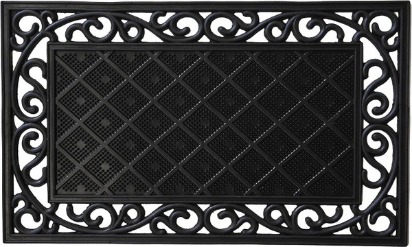 18" X 30" Black Rubber Geometric Outdoor Door Mat N270-555248
