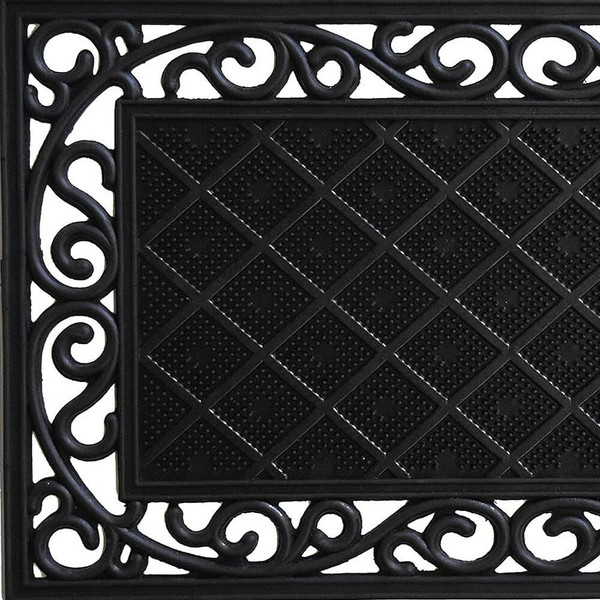 18" X 30" Black Rubber Geometric Outdoor Door Mat N270-555248