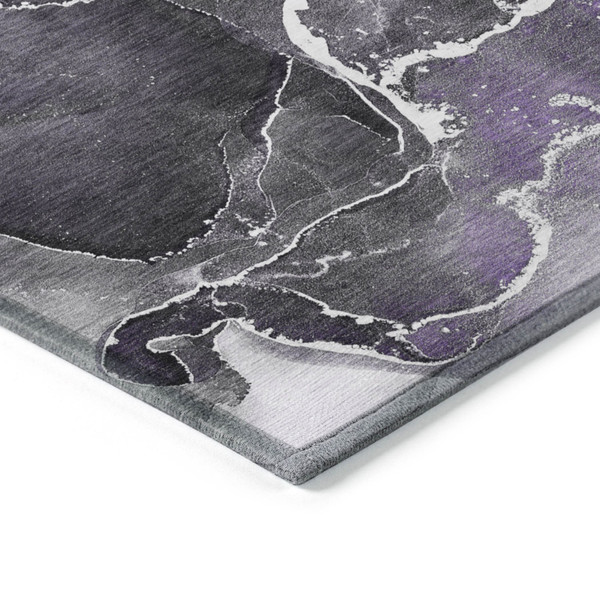 3' X 5' Gray and Purple Abstract Washable Non Skid Indoor Outdoor Area Rug N270-559472