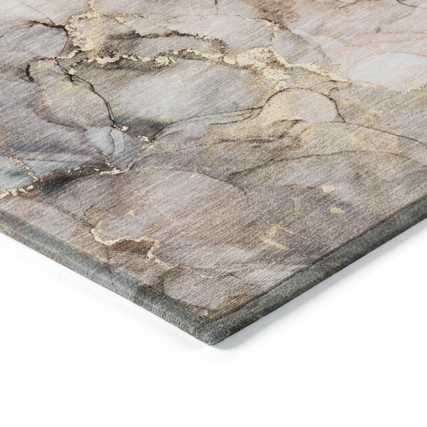 3' X 5' Beige Abstract Washable Non Skid Indoor Outdoor Area Rug N270-560387