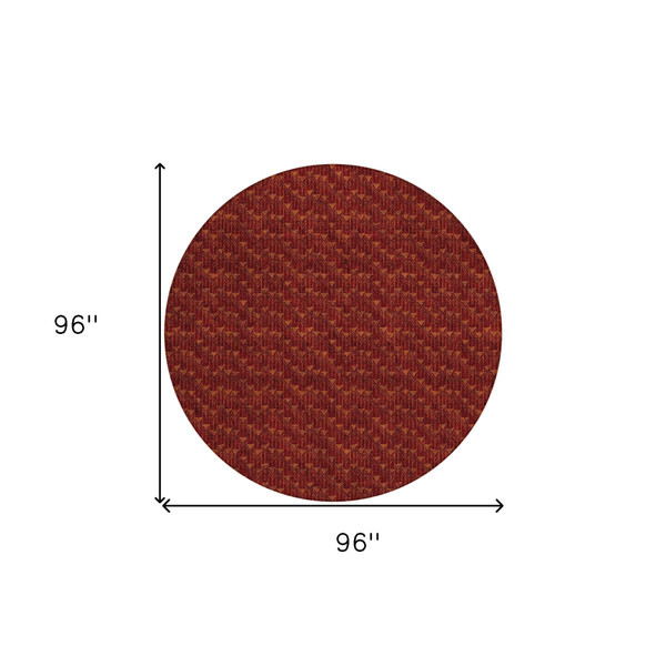 8' Round Burgundy Round Geometric Washable Non Skid Indoor Outdoor Area Rug N270-560069