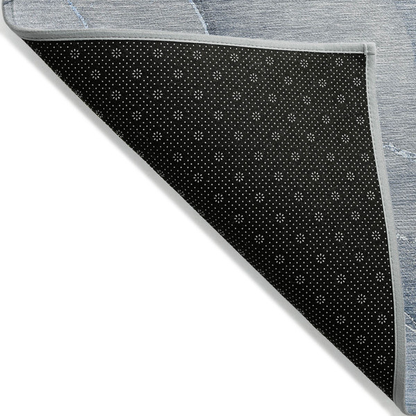 8' Runner Blue Abstract Washable Non Skid Indoor Outdoor Runner Rug N270-559794