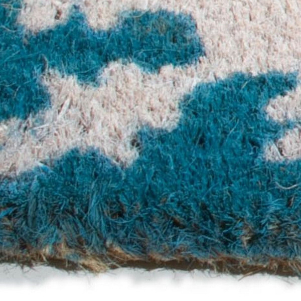 18" X 30" Aqua Blue and White Coir Snowflake Welcome Outdoor Winter Door Mat N270-555491
