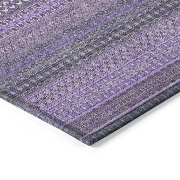 8' Round Purple Round Striped Washable Non Skid Indoor Outdoor Area Rug N270-560776