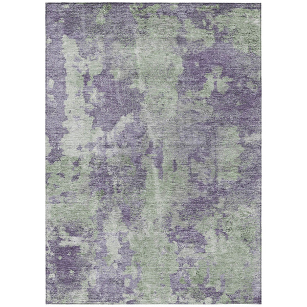 8' X 10' Purple and Green Abstract Washable Non Skid Indoor Outdoor Area Rug N270-564284