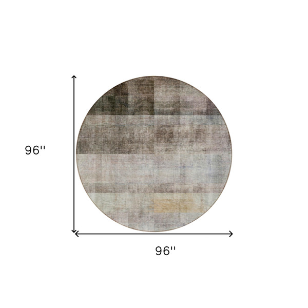 8' Round Brown Round Ombre Washable Non Skid Indoor Outdoor Area Rug N270-563633