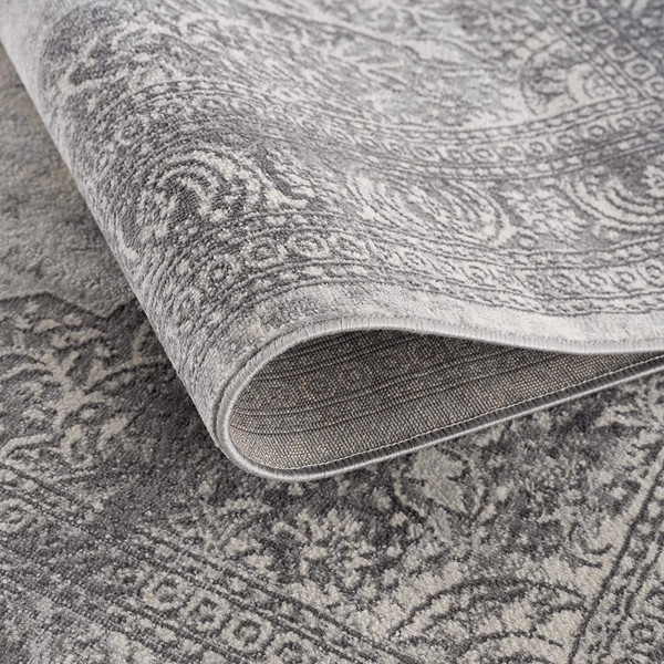 2' X 8' Gray Distressed Medallion Runner Rug N270-390084