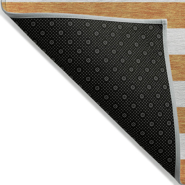 2' X 3' Orange and White Striped Washable Non Skid Indoor Outdoor Area Rug N270-560888