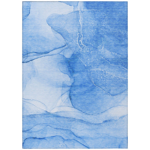 3' X 5' Blue Abstract Washable Non Skid Indoor Outdoor Area Rug N270-559733