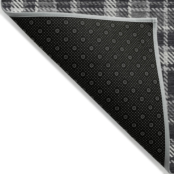 5' X 8' Black Gray and White Plaid Washable Non Skid Indoor Outdoor Area Rug N270-563335