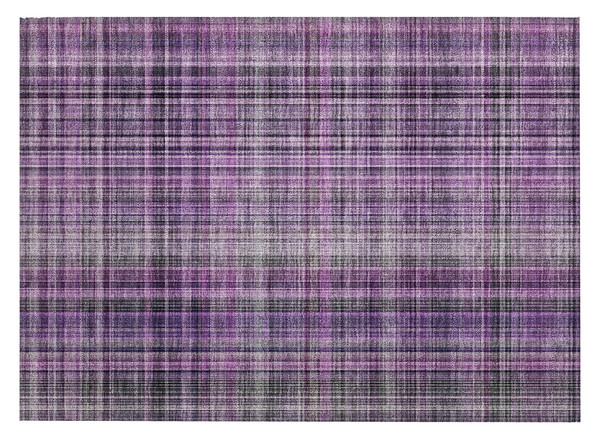 2' X 3' Purple Plaid Washable Non Skid Indoor Outdoor Area Rug N270-561903