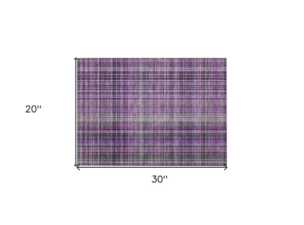 2' X 3' Purple Plaid Washable Non Skid Indoor Outdoor Area Rug N270-561903