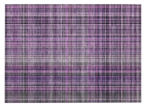 2' X 3' Purple Plaid Washable Non Skid Indoor Outdoor Area Rug N270-561903