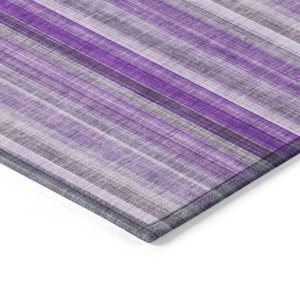 8' Runner Purple Striped Washable Non Skid Indoor Outdoor Runner Rug N270-562075