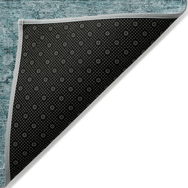 2' X 3' Teal Floral Medallion Washable Non Skid Indoor Outdoor Area Rug N270-562998