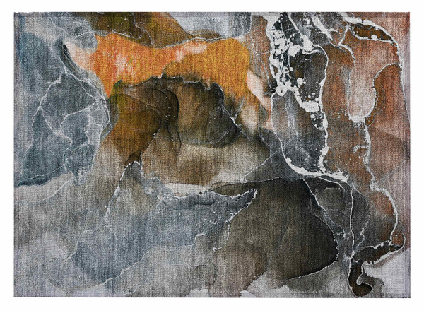 2' X 3' Orange Abstract Washable Non Skid Indoor Outdoor Area Rug N270-559460