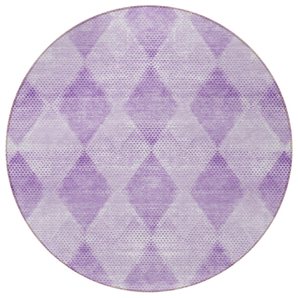 8' Round Lavender Round Geometric Washable Non Skid Indoor Outdoor Area Rug N270-561773