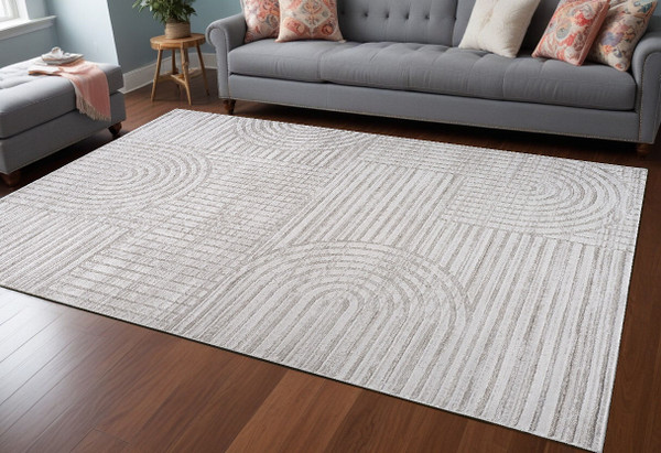 8' X 11' Gray Abstract Worn/Fade Area Rug N270-558438