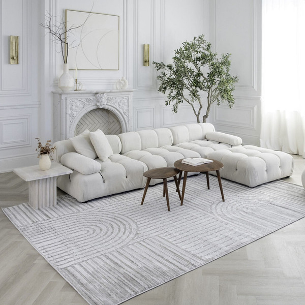 8' X 11' Gray Abstract Worn/Fade Area Rug N270-558438