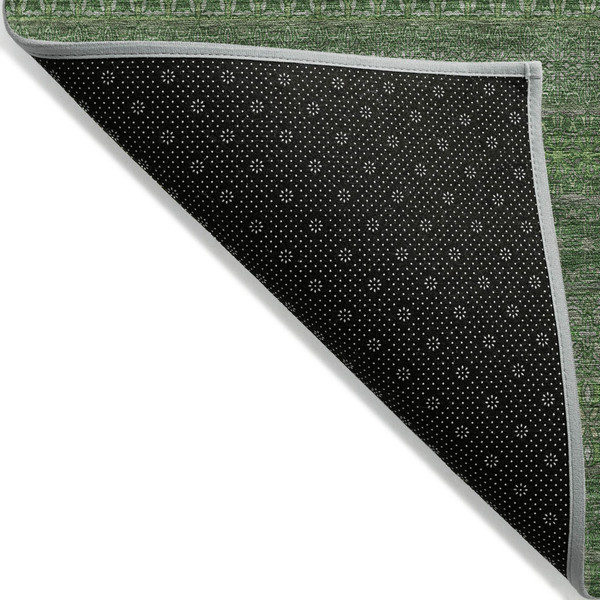 3' X 5' Fern Green Striped Washable Non Skid Indoor Outdoor Area Rug N270-560711