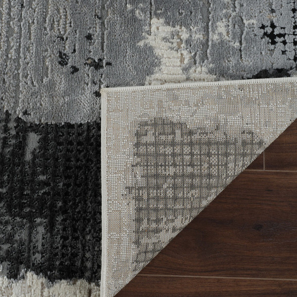 8' X 11' Beige and Black Abstract Distressed Area Rug N270-558843