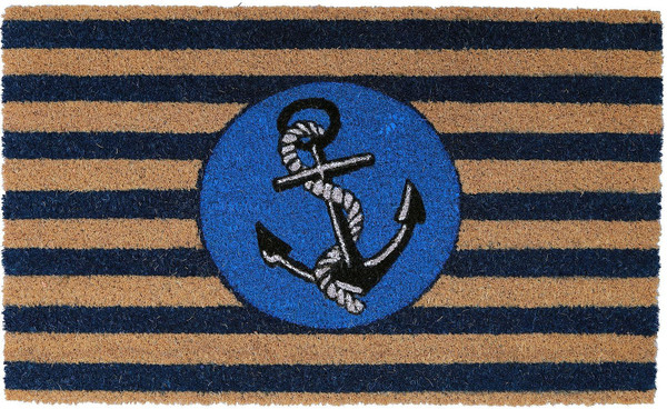 18" X 30" Brown and Blue Coir Anchor Outdoor Door Mat N270-555551