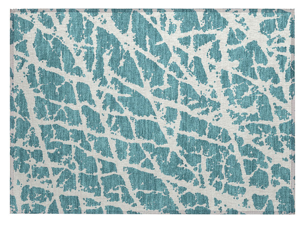 2' X 3' Teal Abstract Washable Non Skid Indoor Outdoor Area Rug N270-559325
