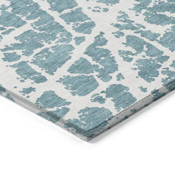 2' X 3' Teal Abstract Washable Non Skid Indoor Outdoor Area Rug N270-559325