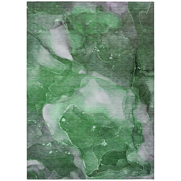9' X 12' Emerald Abstract Washable Non Skid Indoor Outdoor Area Rug N270-560508