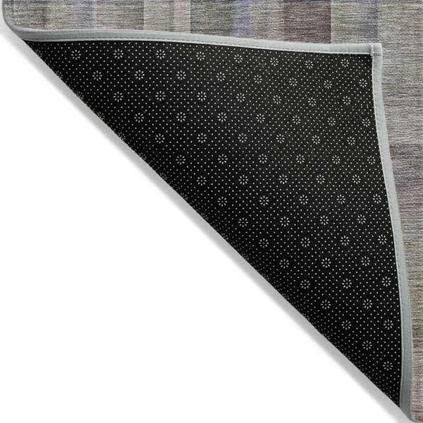 2' X 8' Gray Blue and Green Plaid Washable Non Skid Indoor Outdoor Area Rug N270-561492