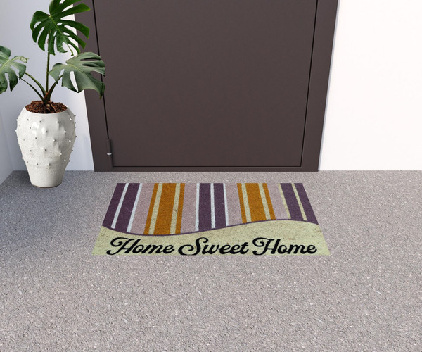 18" X 30" Beige and Black Coir Home Sweet Home Outdoor Door Mat N270-572251