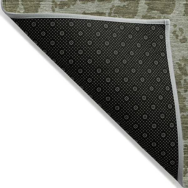 8' Round Green Round Abstract Washable Non Skid Indoor Outdoor Area Rug N270-559645