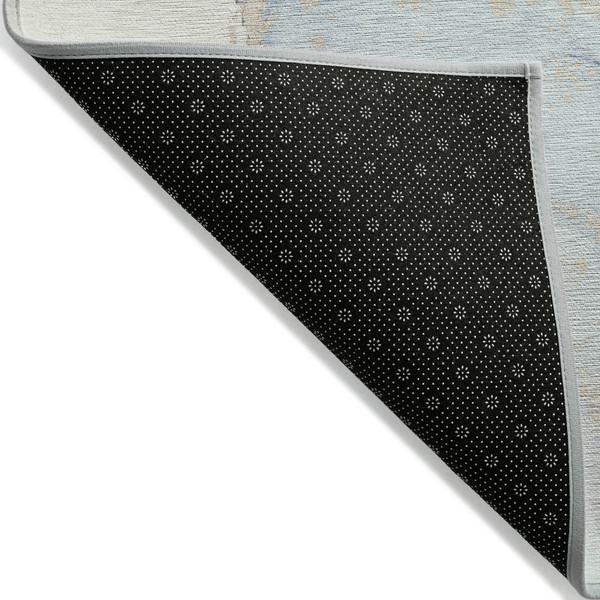 5' X 8' Beige and Blue Abstract Washable Non Skid Indoor Outdoor Area Rug N270-560559