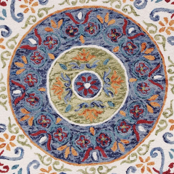 4' Round Blue and White Ornate Medallion Area Rug N270-396206